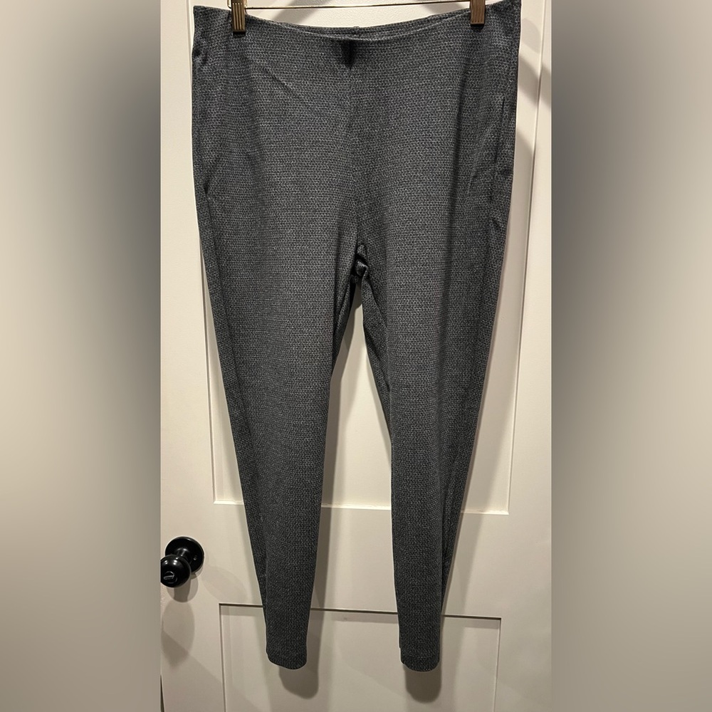 J. Jill Black and Grey Check Ponte High Rise Leggings Size Large Petite EUC
